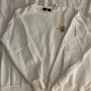 White crew neck (sewed on spongebob)
